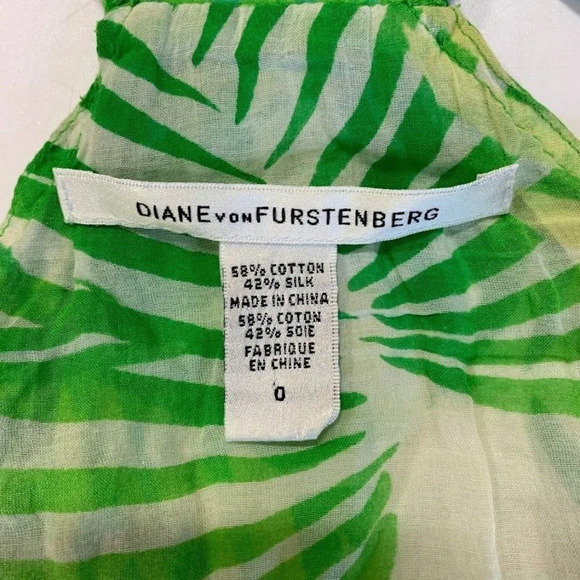 Diane Von Furstenberg Women's Silk Blend Tropical Racerback Swim Cover Size 0 - Picture 6 of 11